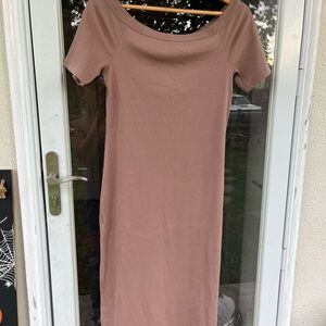 Universal Thread Mauve Ribbed Midi Dress Off The Shoulder